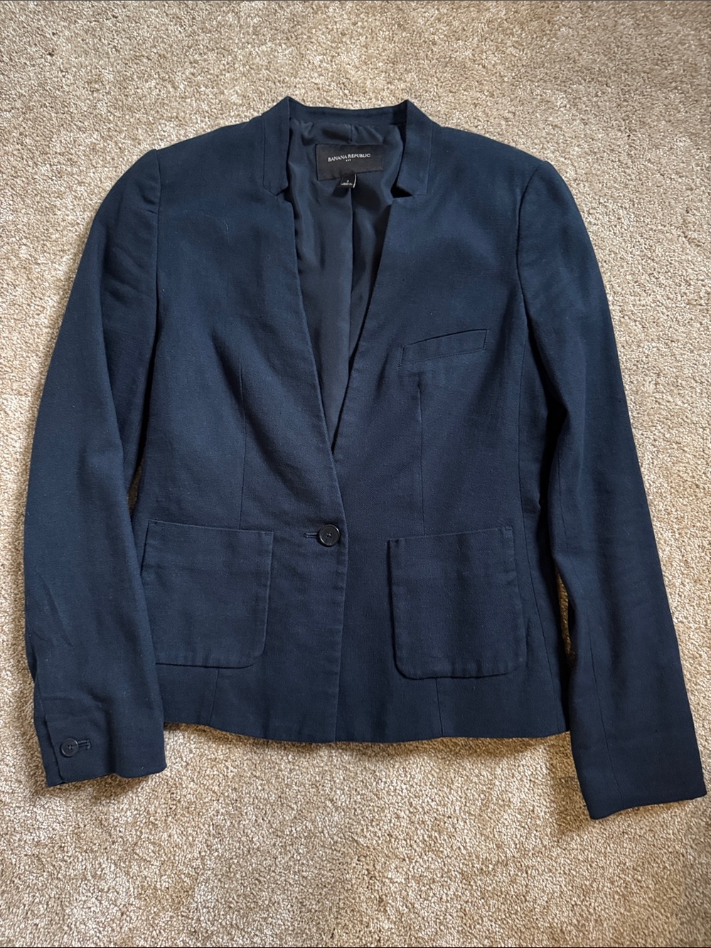 Banana Republic Dark Navy Single-Button Open-Collar Blazer
